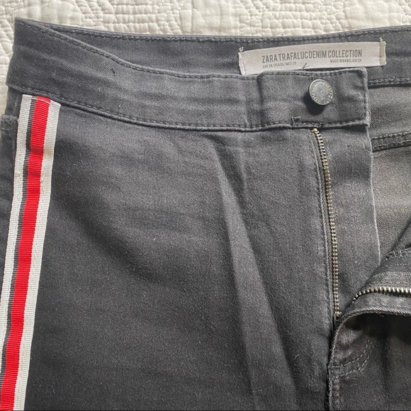 Zara high waist black skinny jeans with red stripe - Picture 3 of 6